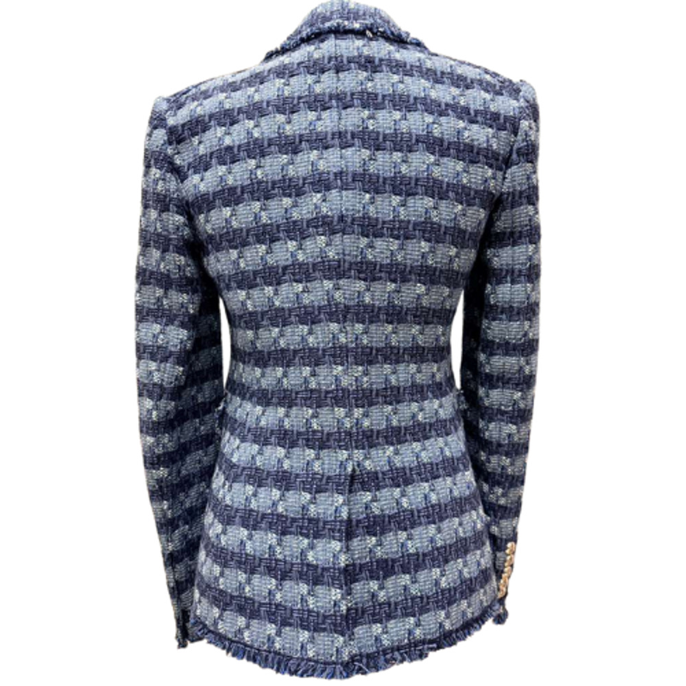 Veronica Beard Blue Multi Tweed Cutaway Dickey Jacket Blazer Size 2 NWT - Picture 4 of 16